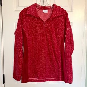 Columbia Red Print Quarter Zip Long Sleeve Fleece Jacket
